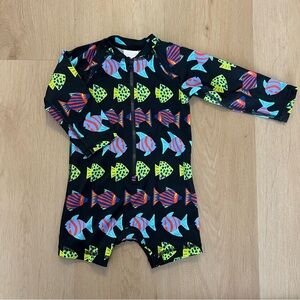 Hanna Andersson One Piece Swimsuit Rash Guard Fish 12-18 months